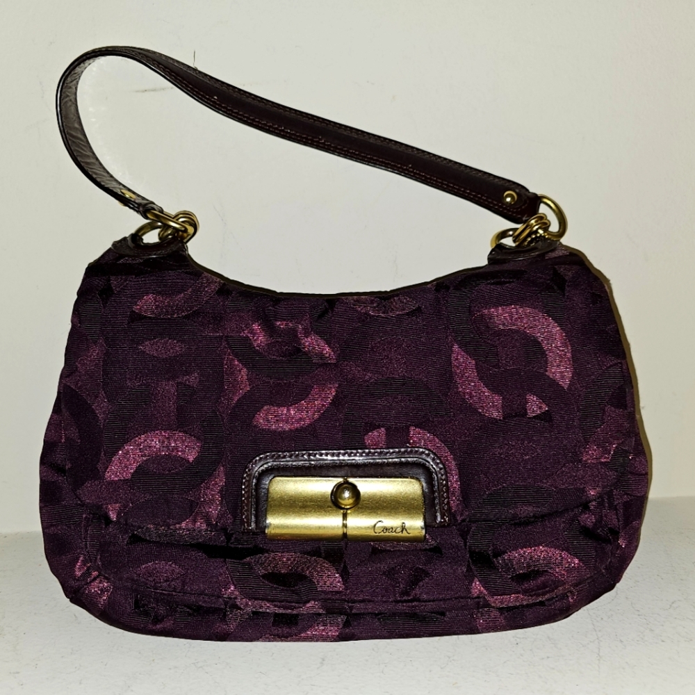 Coach Plum Signature Canvas Shoulder Bag